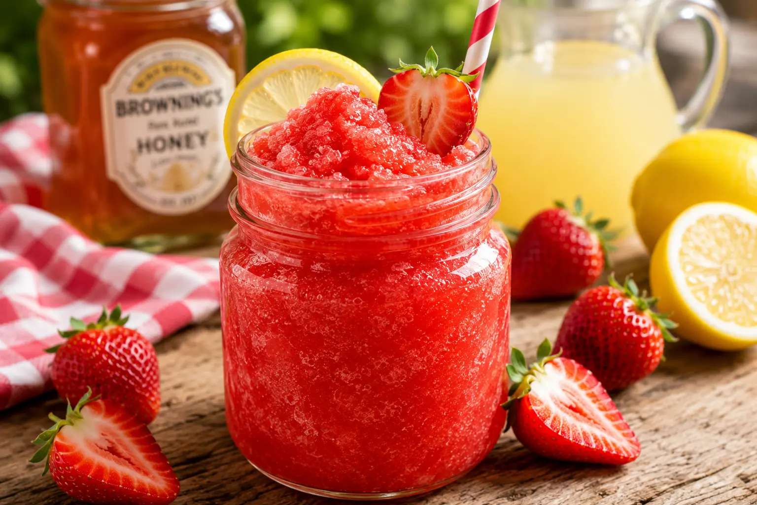 Frozen Honey Strawberry Lemonade Slush – Bright, Refreshing & Summer Perfect